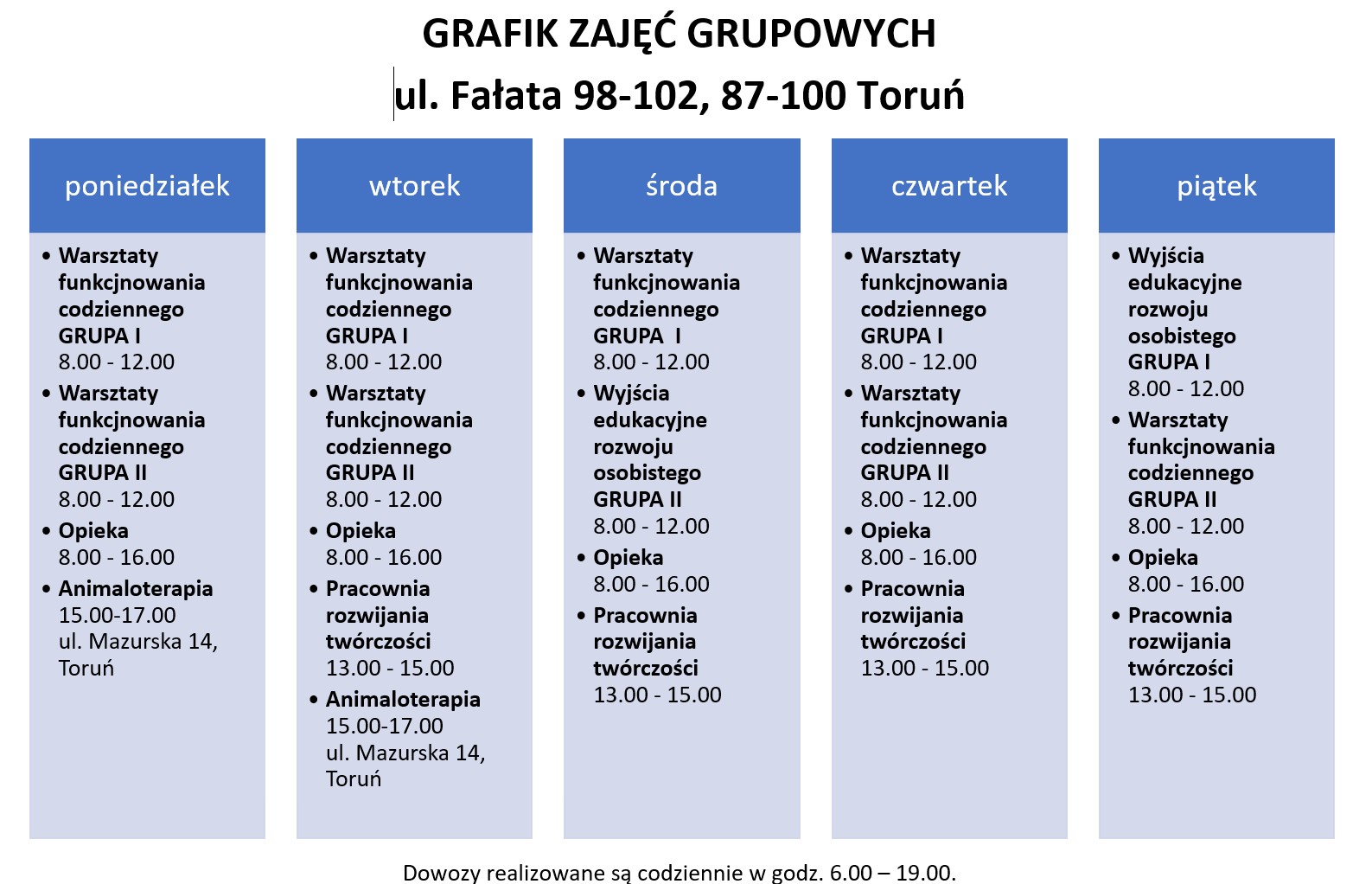 Grafik zajęć